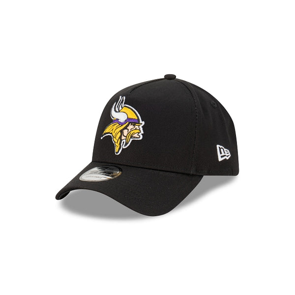 Minnesota Vikings Black with Official Team Colours Logo 9FORTY A-Frame Snapback New Era
